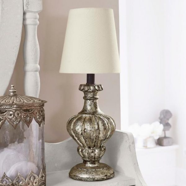 Tischlampe Montfort antiksilber/weiß Gesamthöhe ca. 35 cm Tischlampe Montfort antiksilber/weiß Gesamthöhe ca. 35 cm