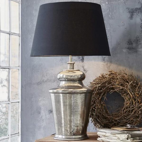 Tischlampe Sarcé antiksilber/schwarz HxØ ca. 65x41 cm Tischlampe Sarcé antiksilber/schwarz HxØ ca. 65x41 cm