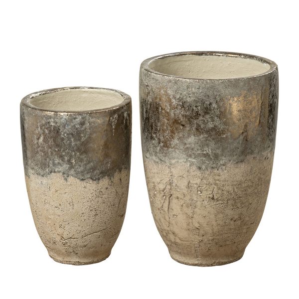 Vase Goubi II (2-teilig) - Terrakotta - Gold / Beige Vase Goubi II (2-teilig) - Terrakotta - Gold / Beige