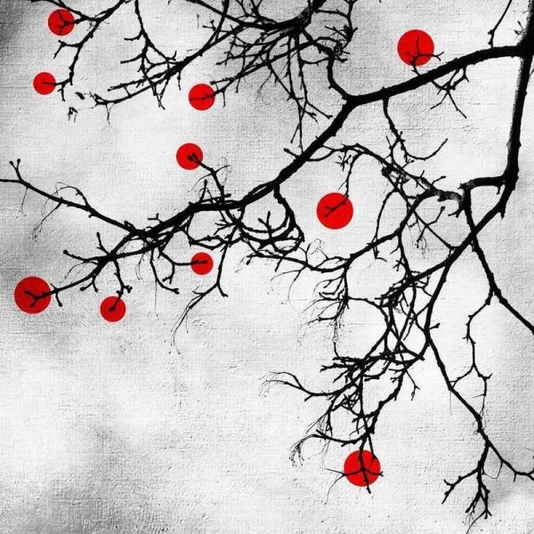 Winter tree Abstract Red Leinwandbild Winter tree Abstract Red Leinwandbild