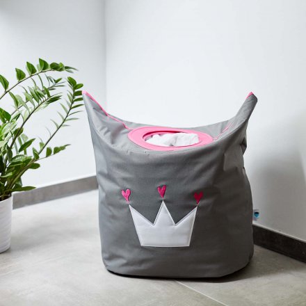 Wäschetasche Krone grau/pink grau Polyester Wäschetasche Krone grau/pink grau Polyester