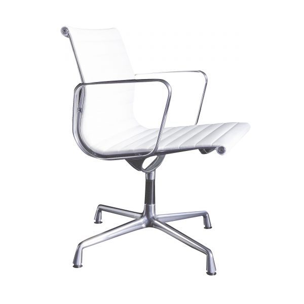 Aluminium Group EA 108 Leder Stuhl mit Kunststoffgleitern Aluminium Group EA 108 Leder Stuhl mit Kunststoffgleitern