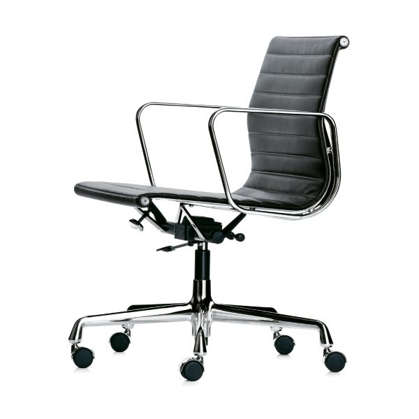 Aluminium Group EA 117 Leder Drehstuhl mit weichen Rollen Aluminium Group EA 117 Leder Drehstuhl mit weichen Rollen