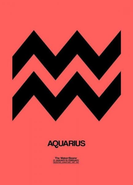 Aquarius Zodiac Sign Black Leinwandbild