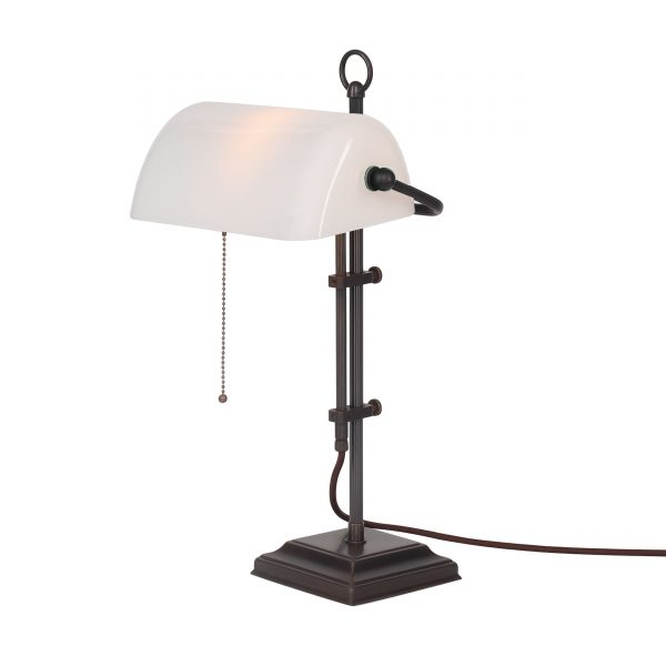 Bankers Lamp Tischleuchte messing antik - weiss Bankers Lamp Tischleuchte messing antik - weiss