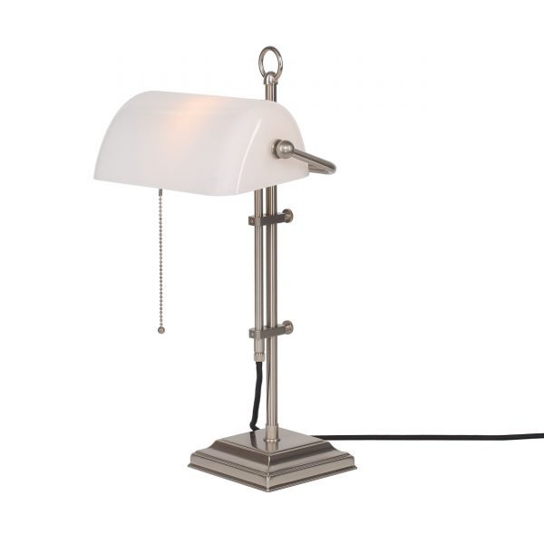 Bankers Lamp Tischleuchte messing nickel - weiss Bankers Lamp Tischleuchte messing nickel - weiss
