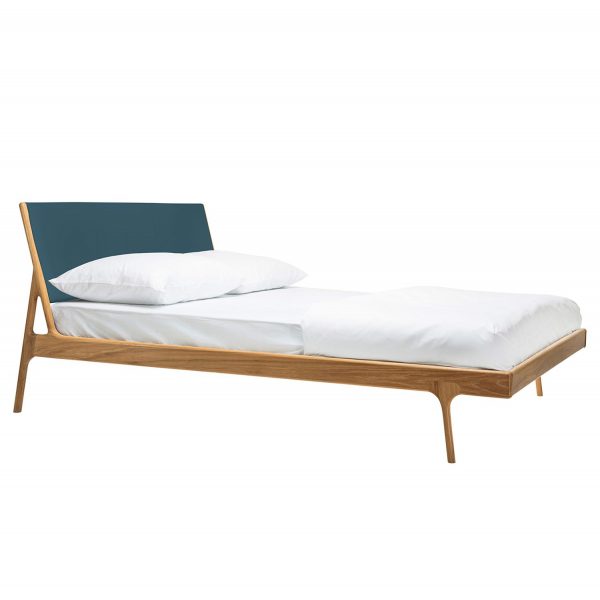 Bett Fawn I - Eiche massiv - 180 x 200cm - Eiche - Echtleder Tupi Petrol Bett Fawn I - Eiche massiv - 180 x 200cm - Eiche - Echtleder Tupi Petrol