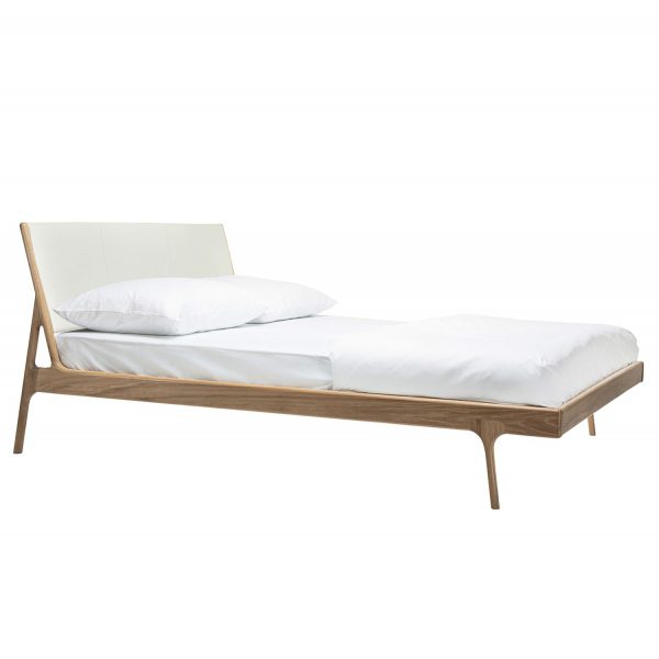 Bett Fawn I - Eiche massiv - 180 x 200cm - Eiche Hell - Echtleder Tupi Creme Bett Fawn I - Eiche massiv - 180 x 200cm - Eiche Hell - Echtleder Tupi Creme