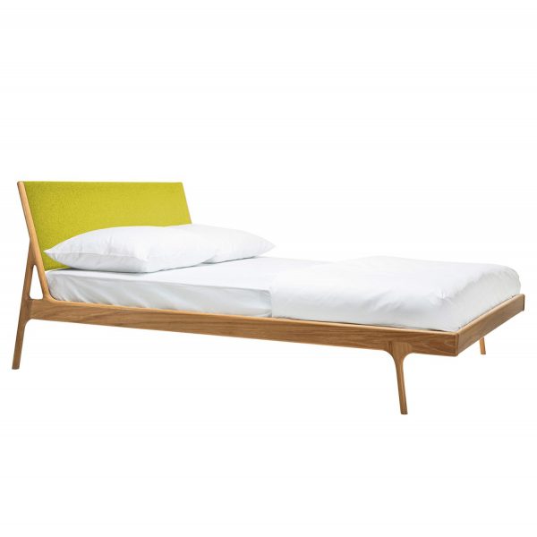 Bett Fawn I - Eiche massiv - 180 x 200cm - Eiche - Stoff Muya Gelb Bett Fawn I - Eiche massiv - 180 x 200cm - Eiche - Stoff Muya Gelb