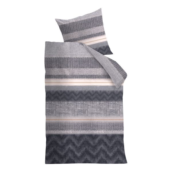 Bettwäsche Moonlight - Baumwollstoff - Grau - 135 x 200 cm + Kissen 80 x 80 cm Bettwäsche Moonlight - Baumwollstoff - Grau - 135 x 200 cm + Kissen 80 x 80 cm