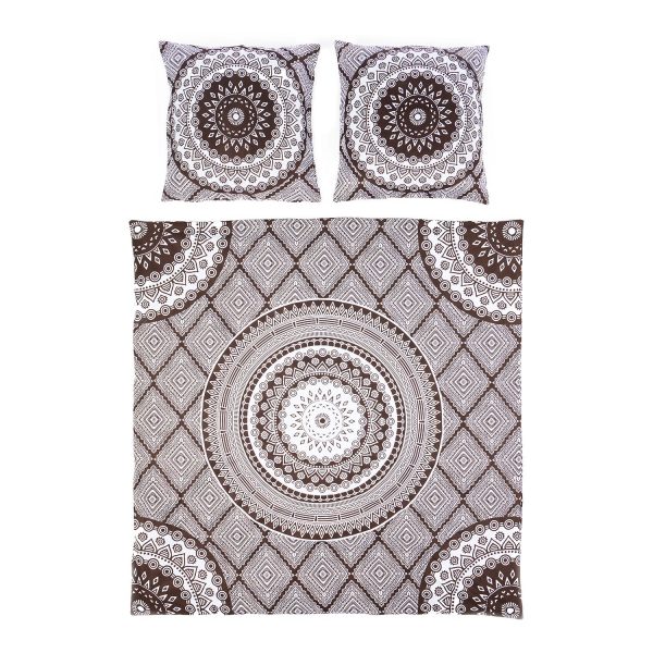 Bettwäsche New Mandala - Baumwollstoff - Anthrazit / Weiß - 200 x 200 cm + 2 Kissen 80 x 80 cm Bettwäsche New Mandala - Baumwollstoff - Anthrazit / Weiß - 200 x 200 cm + 2 Kissen 80 x 80 cm