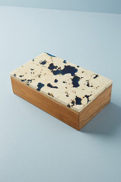 Box aus Teakholz mit marmoriertem Design - Blue44344463EU Box aus Teakholz mit marmoriertem Design - Blue44344463EU