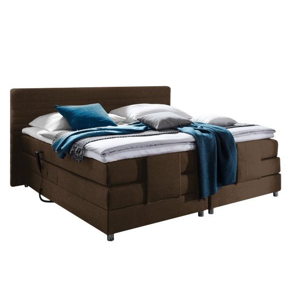 Boxspringbett Belaja (mit Elektromotor) - inklusive Topper - Webstoff - Dunkelbraun Boxspringbett Belaja (mit Elektromotor) - inklusive Topper - Webstoff - Dunkelbraun