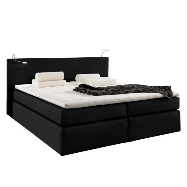 Boxspringbett Japura - inklusive Topper - Webstoff - 160 x 200cm - Schwarz Boxspringbett Japura - inklusive Topper - Webstoff - 160 x 200cm - Schwarz