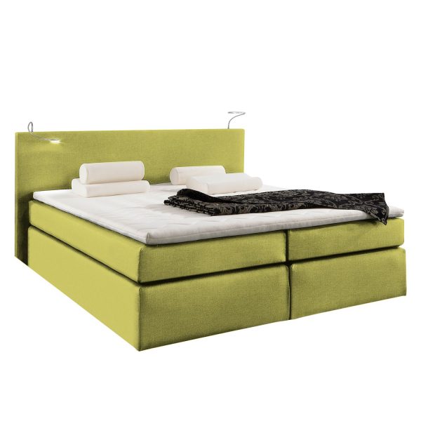 Boxspringbett Japura - inklusive Topper - Webstoff - 180 x 200cm - Limengrün Boxspringbett Japura - inklusive Topper - Webstoff - 180 x 200cm - Limengrün