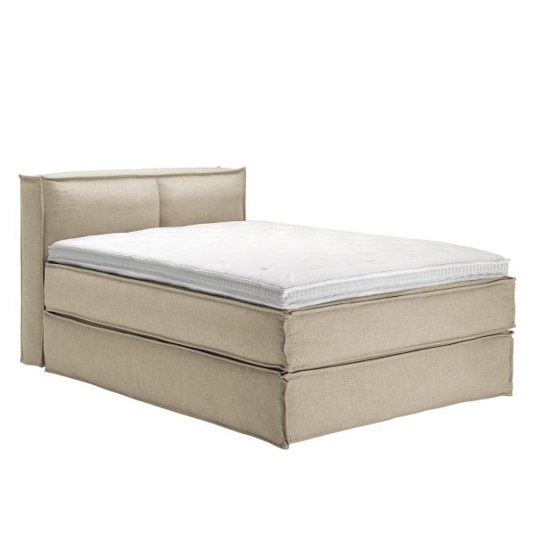 Boxspringbett Kinx - Webstoff - Beige - 100 cm - 140 x 220 cm Boxspringbett Kinx - Webstoff - Beige - 100 cm - 140 x 220 cm
