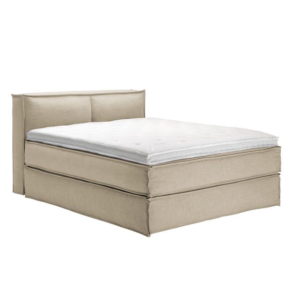 Boxspringbett Kinx - Webstoff - Beige - 100 cm - 160 x 220 cm Boxspringbett Kinx - Webstoff - Beige - 100 cm - 160 x 220 cm