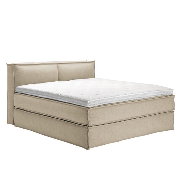 Boxspringbett Kinx - Webstoff - Beige - 100 cm - 180 x 220 cm Boxspringbett Kinx - Webstoff - Beige - 100 cm - 180 x 220 cm