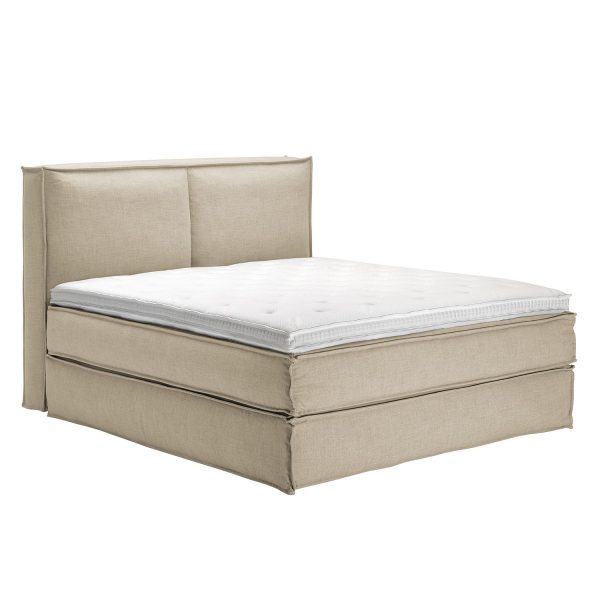 Boxspringbett Kinx - Webstoff - Beige - 130 cm - 180 x 220 cm Boxspringbett Kinx - Webstoff - Beige - 130 cm - 180 x 220 cm