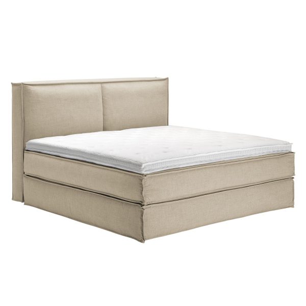 Boxspringbett Kinx - Webstoff - Beige - 130 cm - 200 x 220 cm Boxspringbett Kinx - Webstoff - Beige - 130 cm - 200 x 220 cm