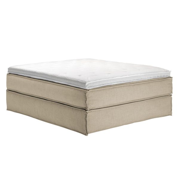 Boxspringbett Kinx - Webstoff - Beige - Ohne - 160 x 220 cm Boxspringbett Kinx - Webstoff - Beige - Ohne - 160 x 220 cm