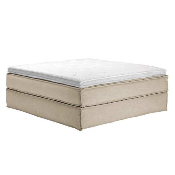 Boxspringbett Kinx - Webstoff - Beige - Ohne - 180 x 220 cm Boxspringbett Kinx - Webstoff - Beige - Ohne - 180 x 220 cm