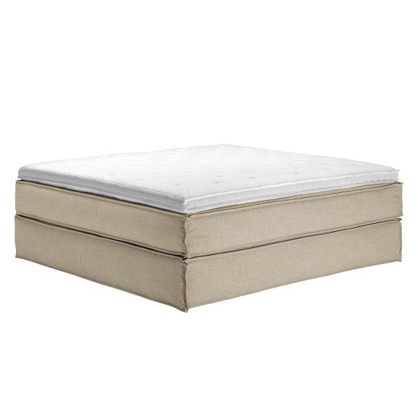 Boxspringbett Kinx - Webstoff - Beige - Ohne - 200 x 220 cm Boxspringbett Kinx - Webstoff - Beige - Ohne - 200 x 220 cm