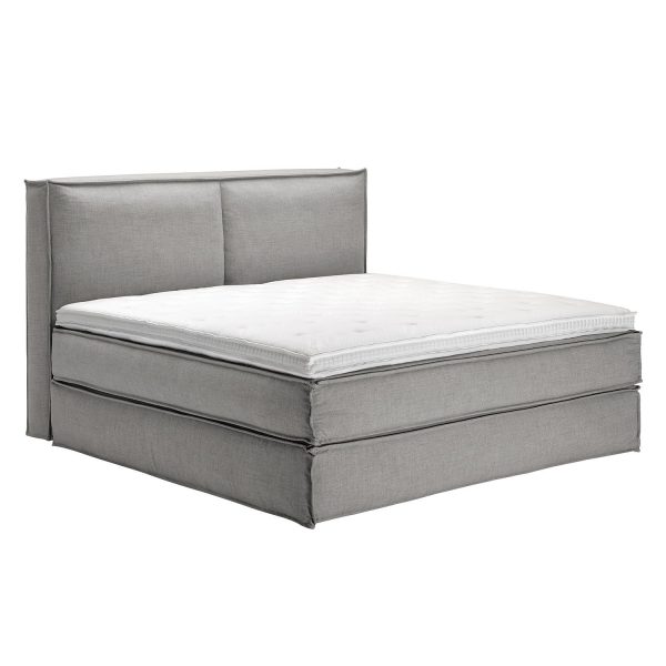 Boxspringbett Kinx - Webstoff - Grau - 130 cm - 200 x 220 cm Boxspringbett Kinx - Webstoff - Grau - 130 cm - 200 x 220 cm