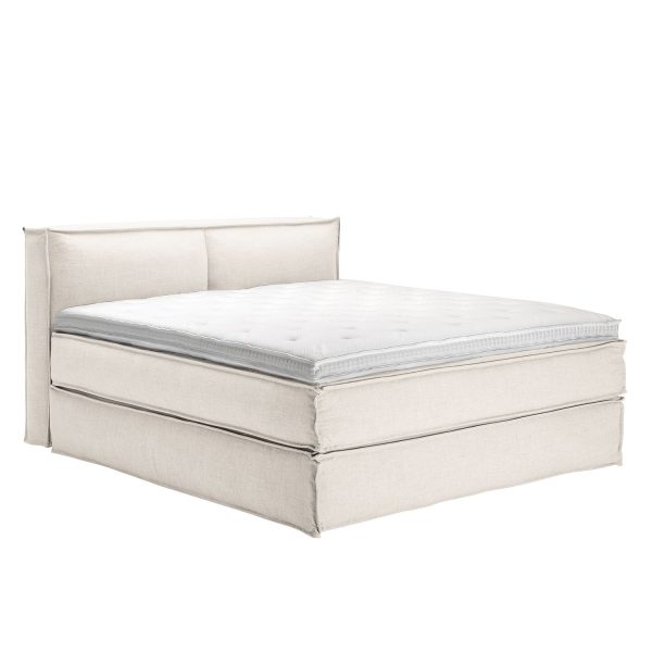 Boxspringbett Kinx - Webstoff - Weiß - 100 cm - 180 x 220 cm Boxspringbett Kinx - Webstoff - Weiß - 100 cm - 180 x 220 cm