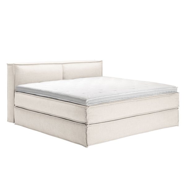 Boxspringbett Kinx - Webstoff - Weiß - 100 cm - 200 x 220 cm Boxspringbett Kinx - Webstoff - Weiß - 100 cm - 200 x 220 cm