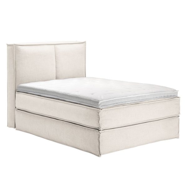 Boxspringbett Kinx - Webstoff - Weiß - 130 cm - 140 x 220 cm Boxspringbett Kinx - Webstoff - Weiß - 130 cm - 140 x 220 cm