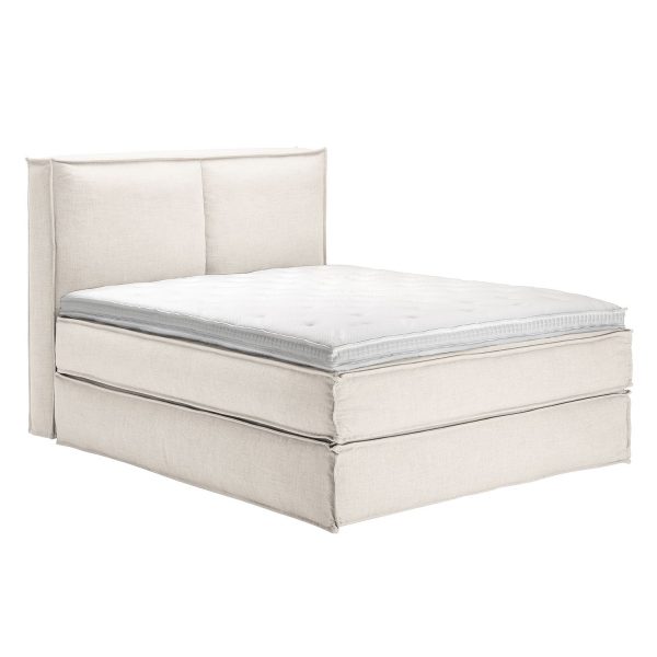 Boxspringbett Kinx - Webstoff - Weiß - 130 cm - 160 x 220 cm Boxspringbett Kinx - Webstoff - Weiß - 130 cm - 160 x 220 cm