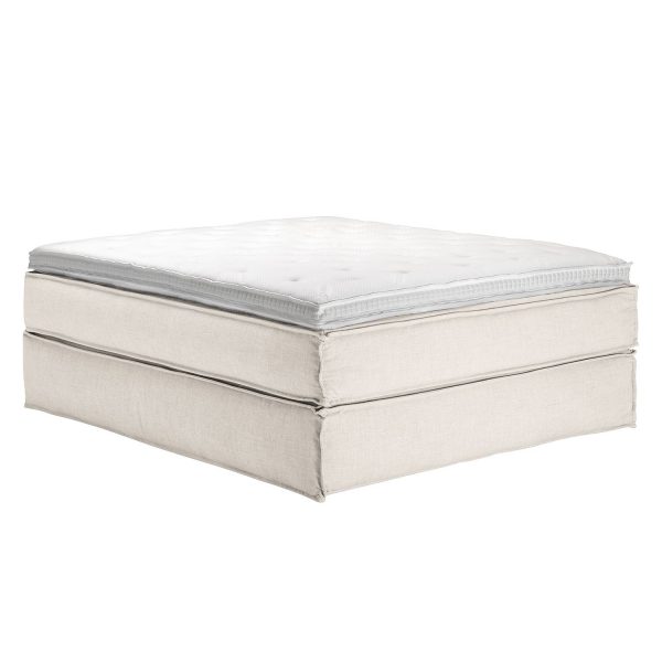 Boxspringbett Kinx - Webstoff - Weiß - Ohne - 160 x 220 cm Boxspringbett Kinx - Webstoff - Weiß - Ohne - 160 x 220 cm