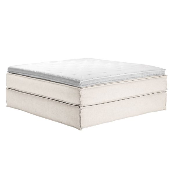 Boxspringbett Kinx - Webstoff - Weiß - Ohne - 180 x 220 cm Boxspringbett Kinx - Webstoff - Weiß - Ohne - 180 x 220 cm
