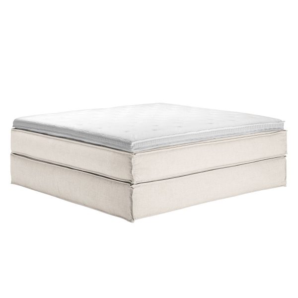 Boxspringbett Kinx - Webstoff - Weiß - Ohne - 200 x 220 cm Boxspringbett Kinx - Webstoff - Weiß - Ohne - 200 x 220 cm
