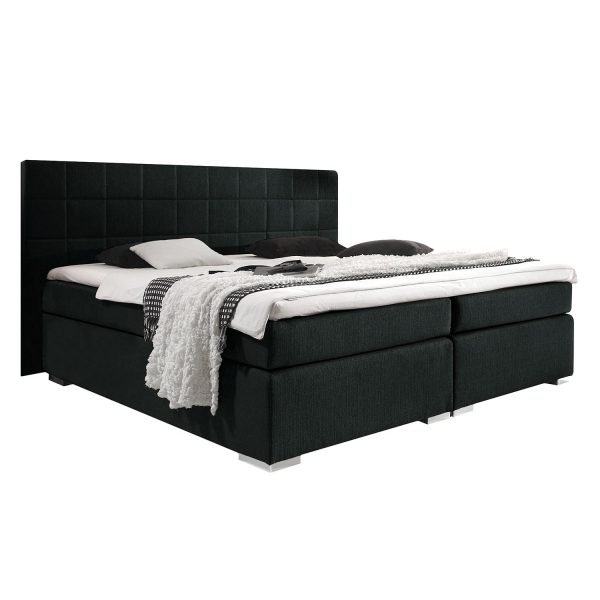 Boxspringbett Ledmore - inklusive Topper - Webstoff - 180 x 200cm - Schwarz Boxspringbett Ledmore - inklusive Topper - Webstoff - 180 x 200cm - Schwarz
