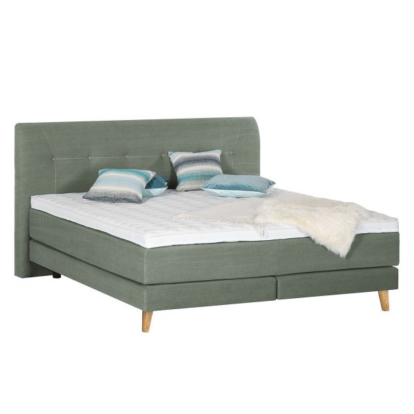 Boxspringbett Mälby - Webstoff - 140 x 200cm - Khaki Boxspringbett Mälby - Webstoff - 140 x 200cm - Khaki
