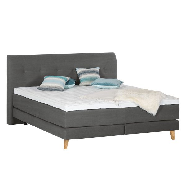 Boxspringbett Mälby - Webstoff - 200 x 200cm - Anthrazit Boxspringbett Mälby - Webstoff - 200 x 200cm - Anthrazit
