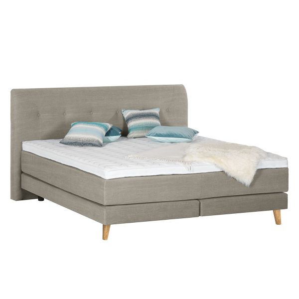 Boxspringbett Mälby - Webstoff - 200 x 200cm - Beige Boxspringbett Mälby - Webstoff - 200 x 200cm - Beige