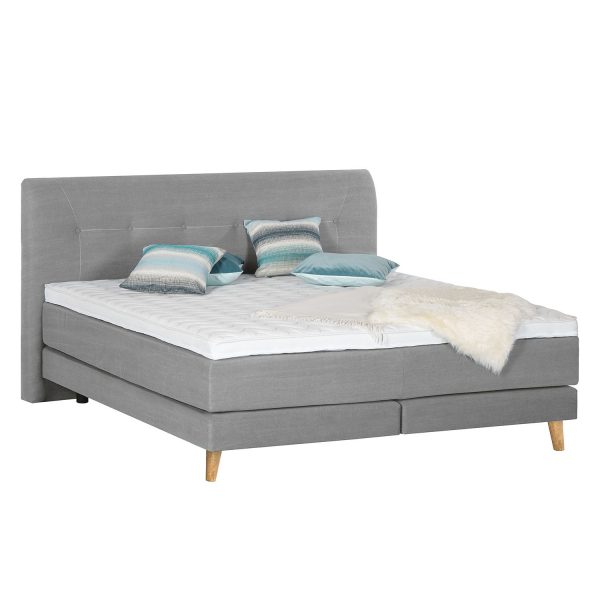Boxspringbett Mälby - Webstoff - 200 x 200cm - Hellgrau Boxspringbett Mälby - Webstoff - 200 x 200cm - Hellgrau