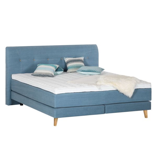 Boxspringbett Mälby - Webstoff - 200 x 200cm - Matt Hellblau Boxspringbett Mälby - Webstoff - 200 x 200cm - Matt Hellblau