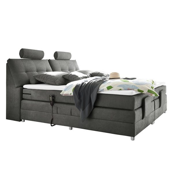 Boxspringbett Neiras (inkl. Topper) - Motorisch verstellbar - Webstoff - Kaltschaumtopper - Grau Boxspringbett Neiras (inkl. Topper) - Motorisch verstellbar - Webstoff - Kaltschaumtopper - Grau