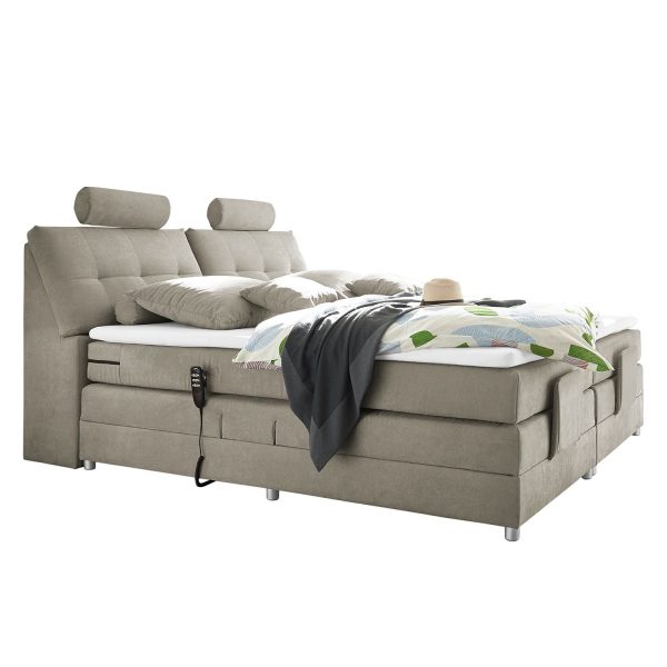 Boxspringbett Neiras (inkl. Topper) - Motorisch verstellbar - Webstoff - Kaltschaumtopper - Sandgrau Boxspringbett Neiras (inkl. Topper) - Motorisch verstellbar - Webstoff - Kaltschaumtopper - Sandgrau