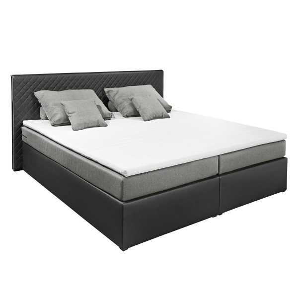 Boxspringbett Oakham (inklusive Topper) Kunstleder - 140 x 200cm - Schwarz / Grau Boxspringbett Oakham (inklusive Topper) Kunstleder - 140 x 200cm - Schwarz / Grau