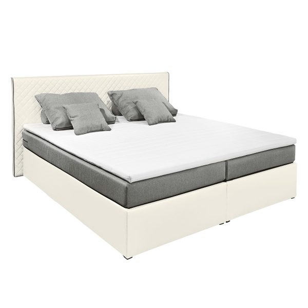 Boxspringbett Oakham (inklusive Topper) Kunstleder - 140 x 200cm - Weiß / Grau Boxspringbett Oakham (inklusive Topper) Kunstleder - 140 x 200cm - Weiß / Grau