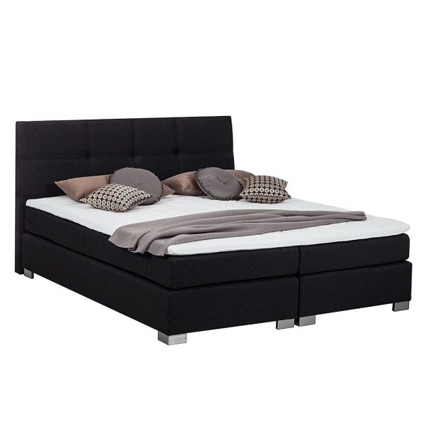 Boxspringbett Ramona III - inkl. Topper - Strukturstoff Anthrazit - 140 x 200cm Boxspringbett Ramona III - inkl. Topper - Strukturstoff Anthrazit - 140 x 200cm