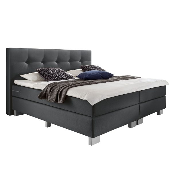Boxspringbett Royal Night - Webstoff - 160 x 200cm - H3 ab 80 kg - Grau Boxspringbett Royal Night - Webstoff - 160 x 200cm - H3 ab 80 kg - Grau