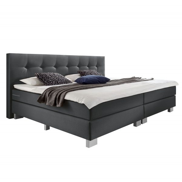 Boxspringbett Royal Night - Webstoff - 200 x 200cm - H2 bis 80 kg - Grau Boxspringbett Royal Night - Webstoff - 200 x 200cm - H2 bis 80 kg - Grau