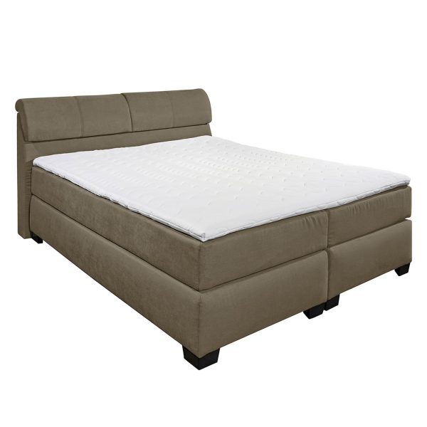 Boxspringbett Stamford (inklusive Topper) - Microvelours - Hellbraun Boxspringbett Stamford (inklusive Topper) - Microvelours - Hellbraun