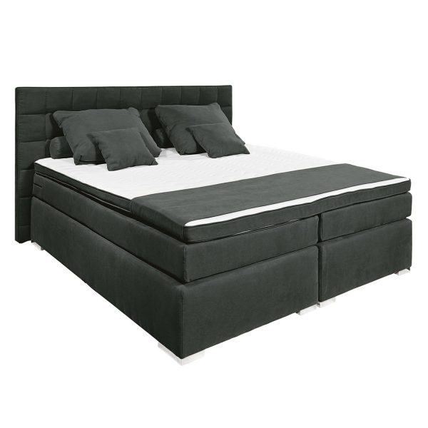 Boxspringbett Welham I (inklusive Topper) - Microvelours - 180 x 200cm - Anthrazit Boxspringbett Welham I (inklusive Topper) - Microvelours - 180 x 200cm - Anthrazit